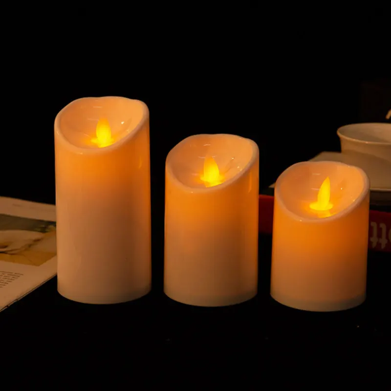 

Remote Control Moving Wick LED Candles Pack of 3, Realistic Flame Effect Flameless Battery Candles for Wedding Home Decor