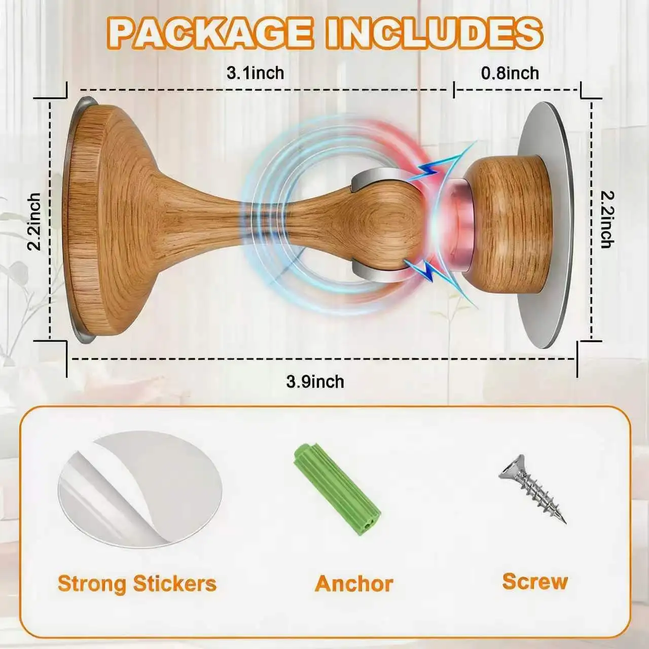 Wood Grain Door Stopper Wedge Non-Slip Heavy Duty Door Stop for Home Office Floor Protection Hardware Accessory