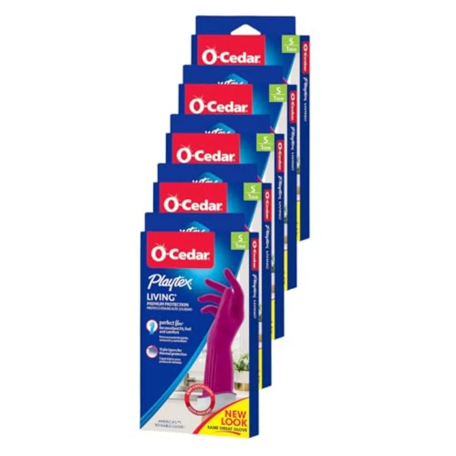 

Playtex Living Reuseable Rubber Cleaning Gloves Small, 5 Pairs,Premium Protection Reusable Household Gloves