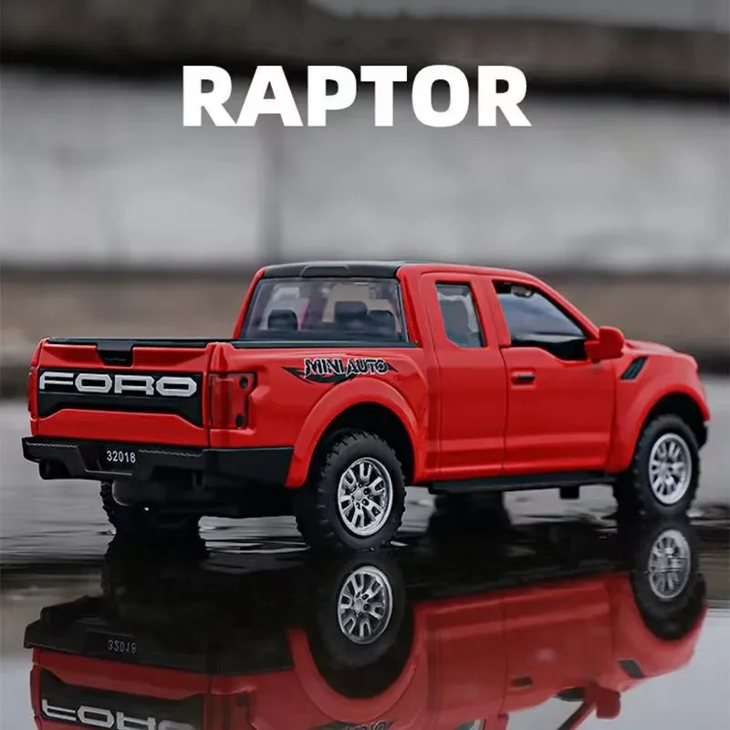 

1:32 пикап Ford Raptor F150 модель автомобиля из сплава литой под давлением игрушка вездеходы со звуком и искусственными автомобилями игрушки Детские подарки на день рождения