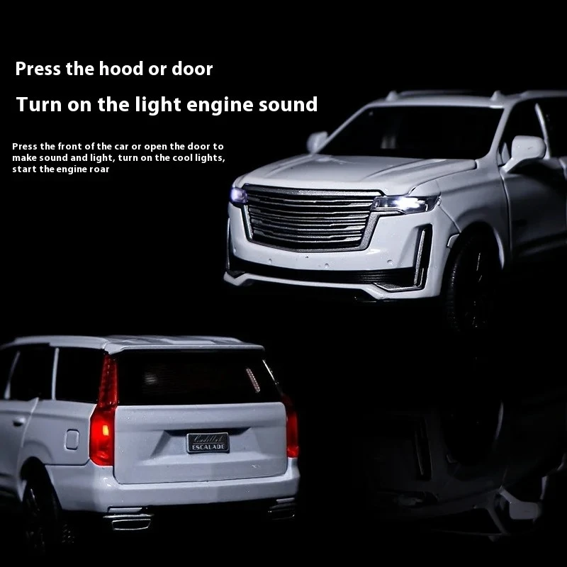 ل 1:32 كاديلاك إسكاليد على الطرق الوعرة مركبة محاكاة دييكاست سبيكة معدنية نموذج سيارة ضوء الصوت التراجع جمع لعبة الهدايا #6