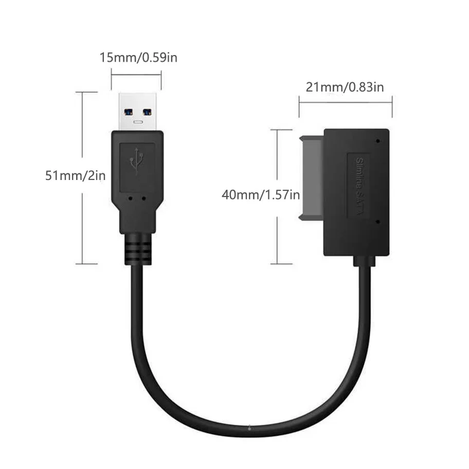 USB 2.0 to Mini Sata II 7+6 13Pin Adapter Converter Cable For Laptop CD/DVD ROM Slimline Drive Converter HDD Caddy