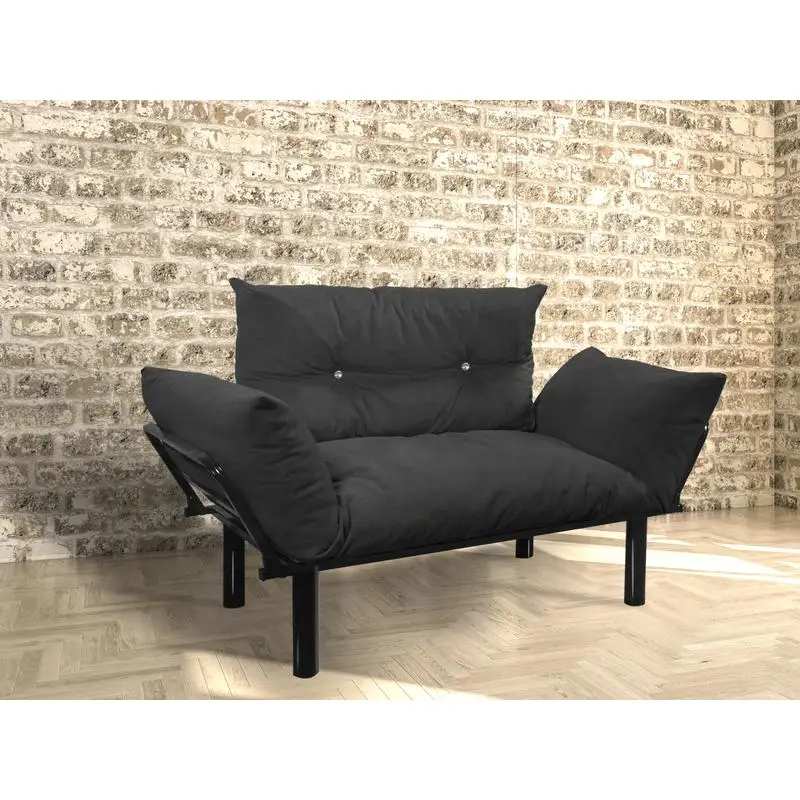 Black Loveseat Sofa, Compact Modern Design for Living Room, Stylish Upholstered Couch for Small Spaces