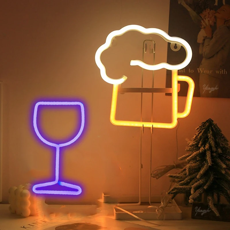 Bia Cốc Neon Ký LED Cốc Mô Hình Nightlight Trang Trí Phòng Bé Nhà Shop Cho Dự Tiệc Đám Cưới Sinh Nhật