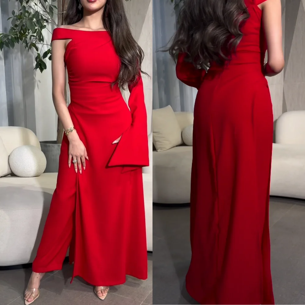 

Jiayigong Jersey Pleat Engagement Sheath Off-the-shoulder Bespoke Occasion Gown Midi Dresses Sexy Casual