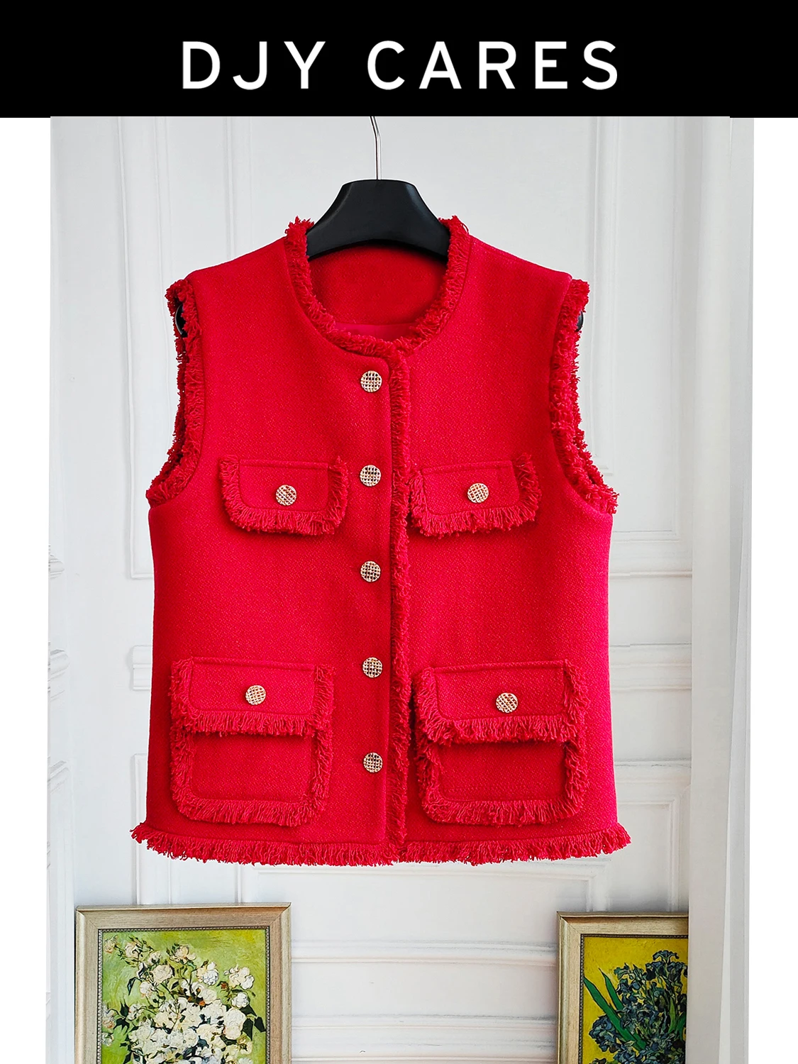 

Новый модный красный жилет ручной работы с кисточками в западном стиле, большой размер