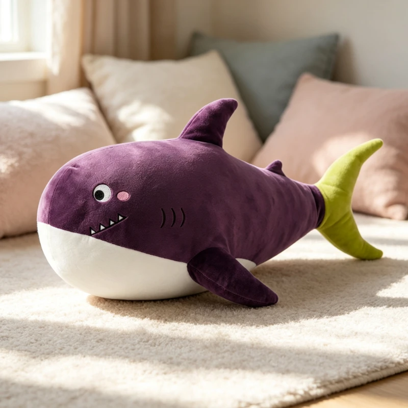 Purple Shark Plush Toy Pillows Stuffed Plush Ocean Animals Shark Sofa Chair Seat Cushion Waist Support Home Decoration