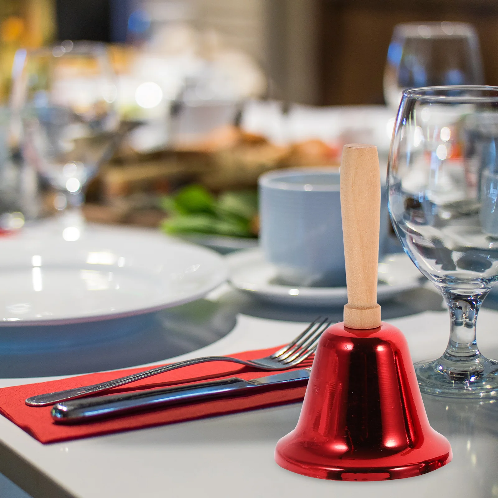Campanas de mano navideñas de Papá Noel, campana de Metal con mango de madera, diseño Vintage, adorno para Bar, restaurante, Festival, campana de mano de Metal, 4 Uds.