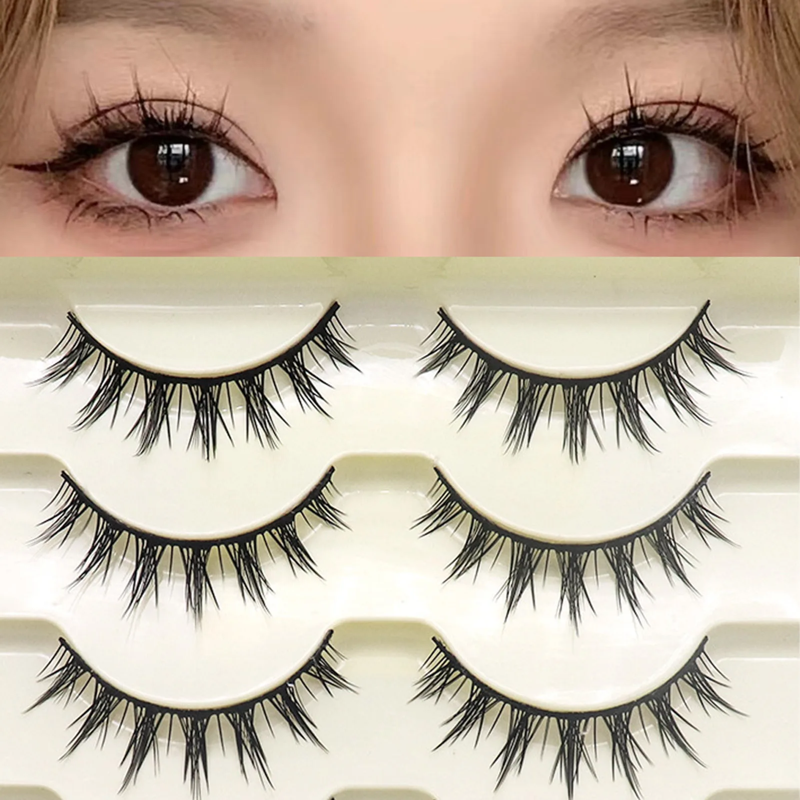 Natural Eyelashes full strip clusters lash Female Wispy Fake Eyelashes for Beauty Blogger Makeup Supplies