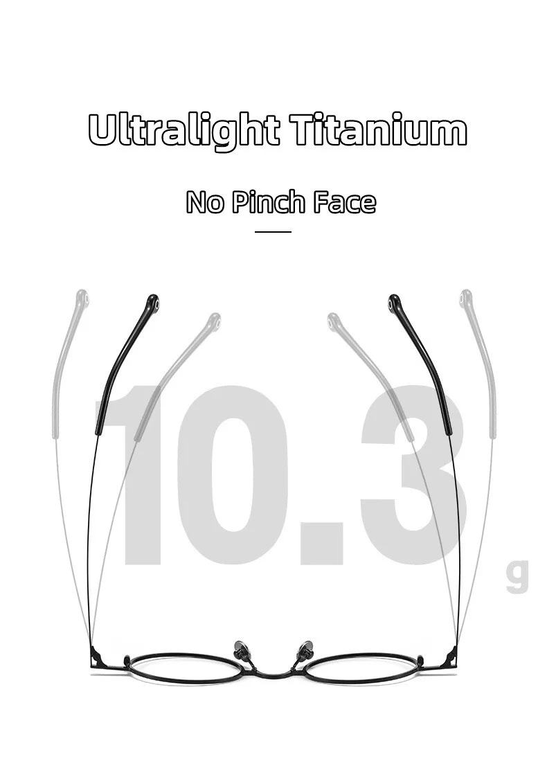 2022 Ultraleicht Retro Kleine Runde Rahmen Reinem Titan Gläser Marke Design Photochrome Anti-Blau Licht Lesebrille Für Männer – Detail 4