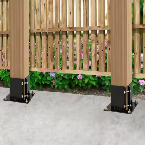 6x6 Post Anchor Square Bracket Bolt Down Base for Wood Posts Strong Steel Ground Anchor for Outdoor Fence and Deck