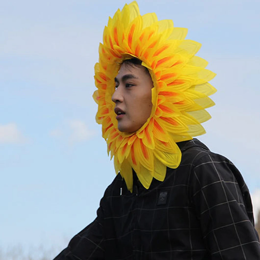 Couvre-chef tournesol 58cm, accessoires de Performance amusants, chapeau de tournesol, capuche pour fête de danse, jeux de Festival, accessoire de Costume pour enfants
