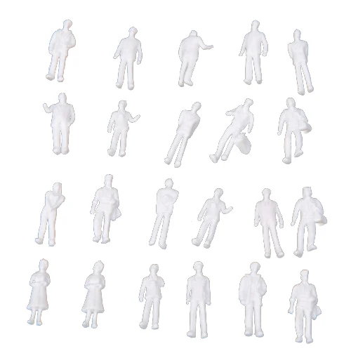 MACH 100pcs HO Scale 1:100 White Model People Unpainted Train Figures