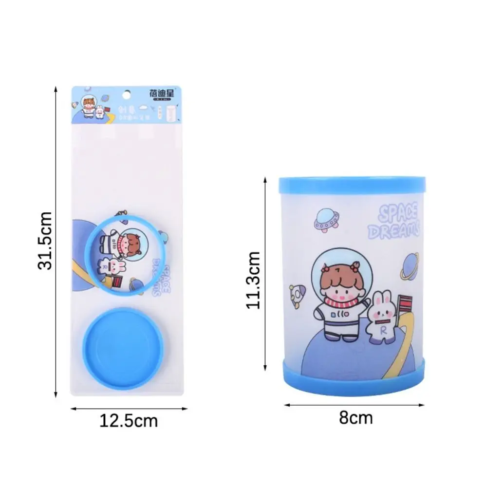 DIY Pen Holder Multifunction Plastic High-capacity Pen Container Cartoon Stationery Storage Box Learning Supplies