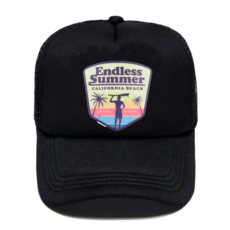 Cool Summer Surfing Trucker Cap Hat Beach Seaside Surfer Caps Sandbeach Holiday Mesh Cap HipHop Hat for Men Women Youth