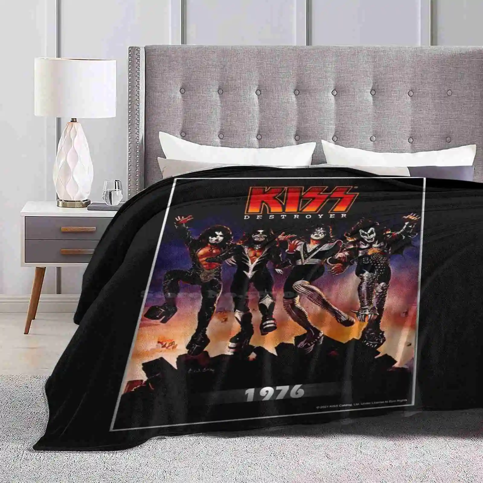 

Kiss  The Band-Destroyer Year 1976 All Sizes Soft Cover Blanket Home Decor Bedding Kiss Fan Art Kiss Band Kiss Music Kiss