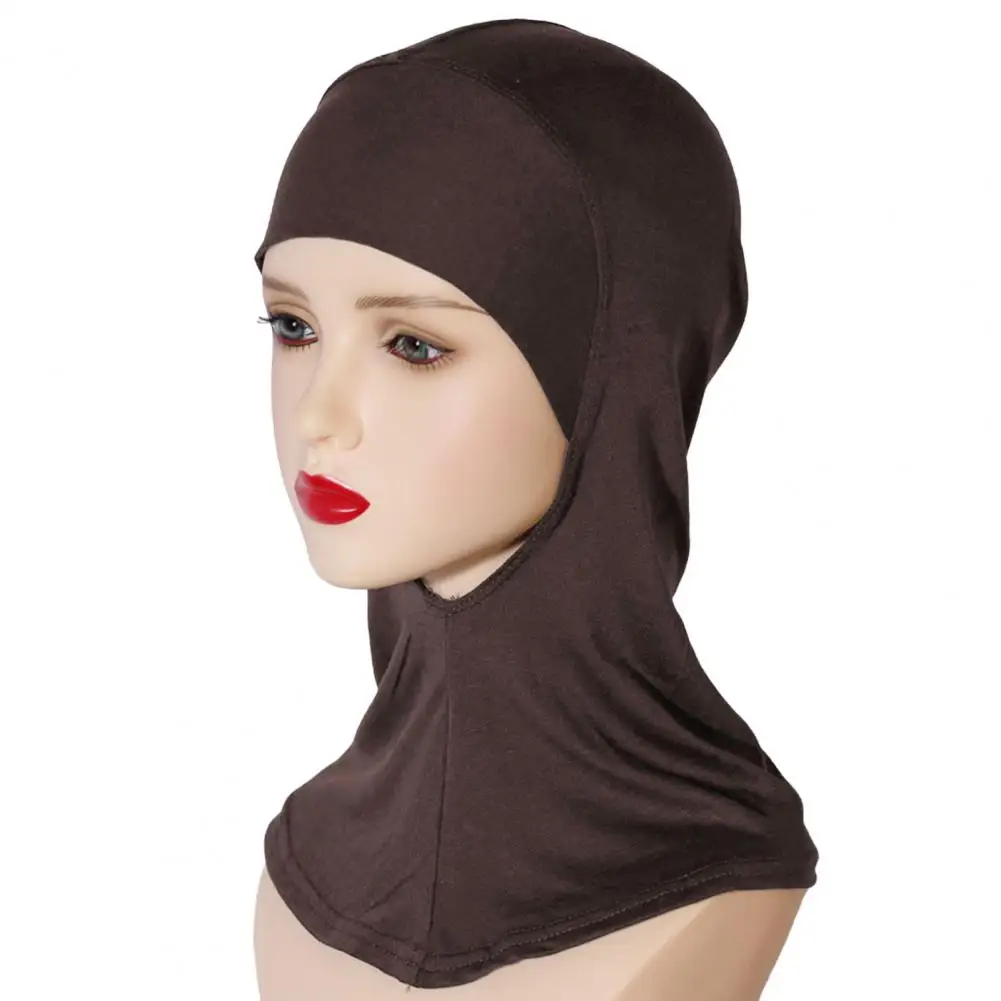 قبعة نسائية على شكل حجاب عرقي لحقيبة الشعر المرنة، لف الرأس بلون سادة، إكسسوارات أغطية الرأس #4
