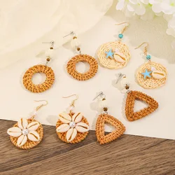 Summer Bohemian Handwoven Drop Earrings For Women Jewelry 2026 Trending New Ancient Town Style Beach Vintage Earrings Pendientes