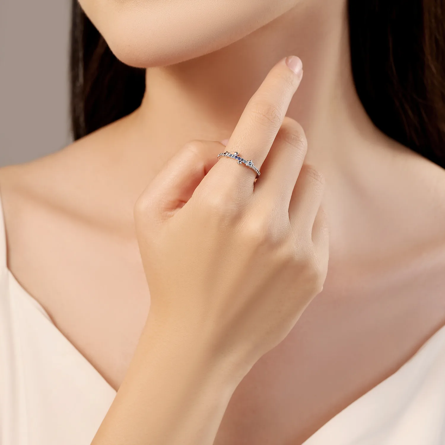 925 فضة التدرج الزركون ستار مغلق الدائري للنساء البنصر شخصية مجوهرات حفلة عيد ميلاد هدايا رائعة