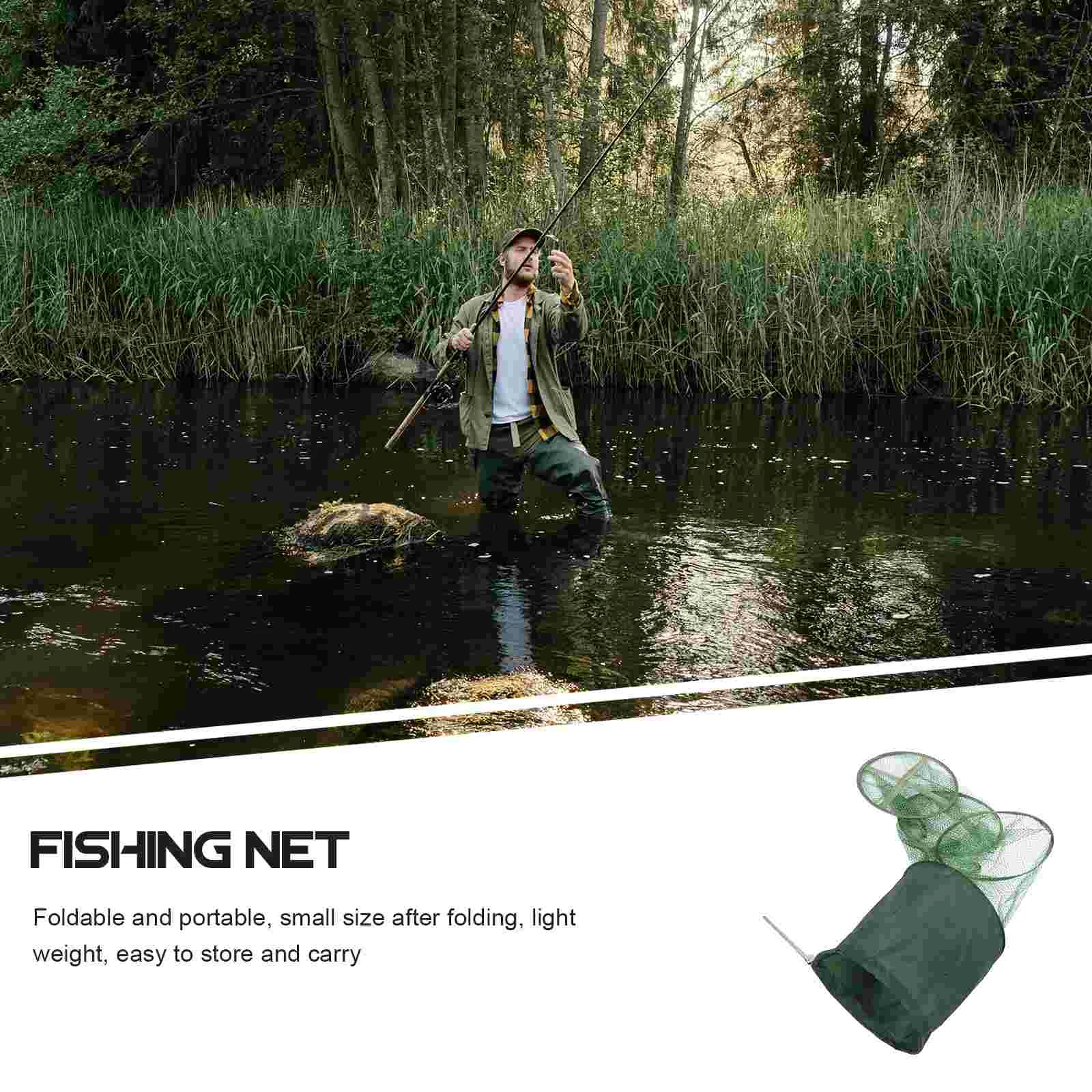 Fish Basket Fishing Net Bag Man Fishnets Landing for Stainless Steel Baskets