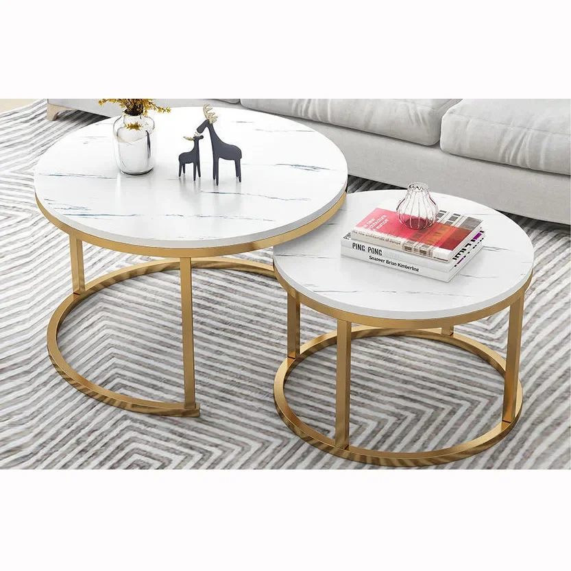 Nordic Circular Coffee Table, Living Room Side Table Creative Small Unit, Light Luxury Round Small Coffee Table Combination