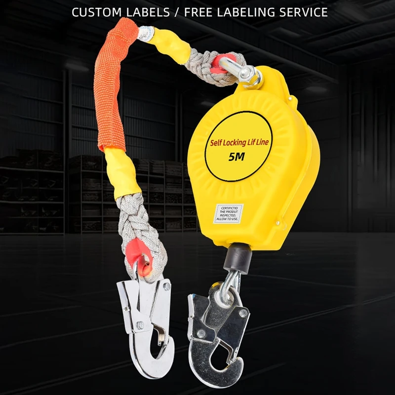 5M Height Safety Fall Protector Automatic Lock System for Tower Crane Operation Freight Elevator Maintenance Rescue Gear