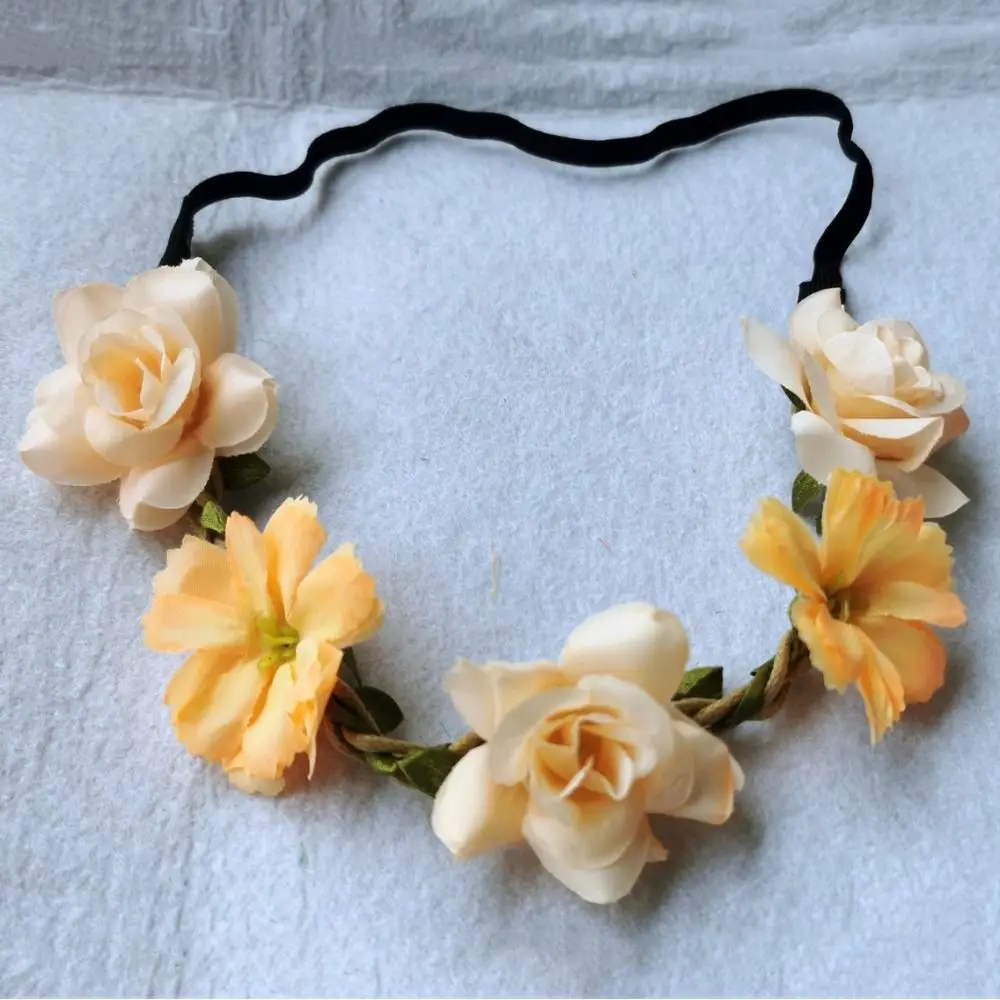 Handmade Flower Crown Simulated Flower Braided Wreath Flower Headbands Sweet Wind Flowers Elegant Design - view 4