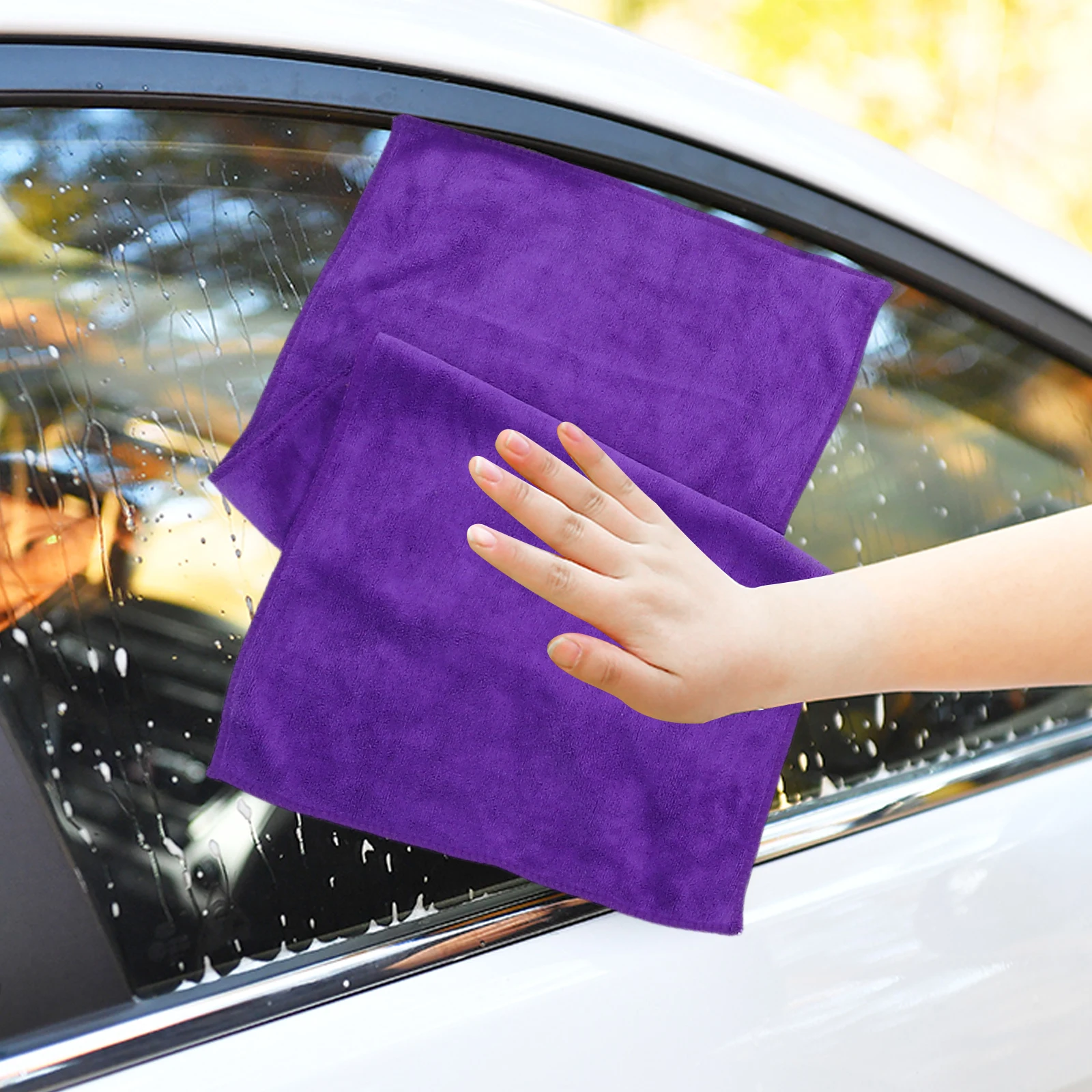 

3 Pcs Car Wash Towels Microfiber Cleaning Cloth 18x24 Inches Coffee Purple Rose Colors Soft Non Scratch Drying Supplies