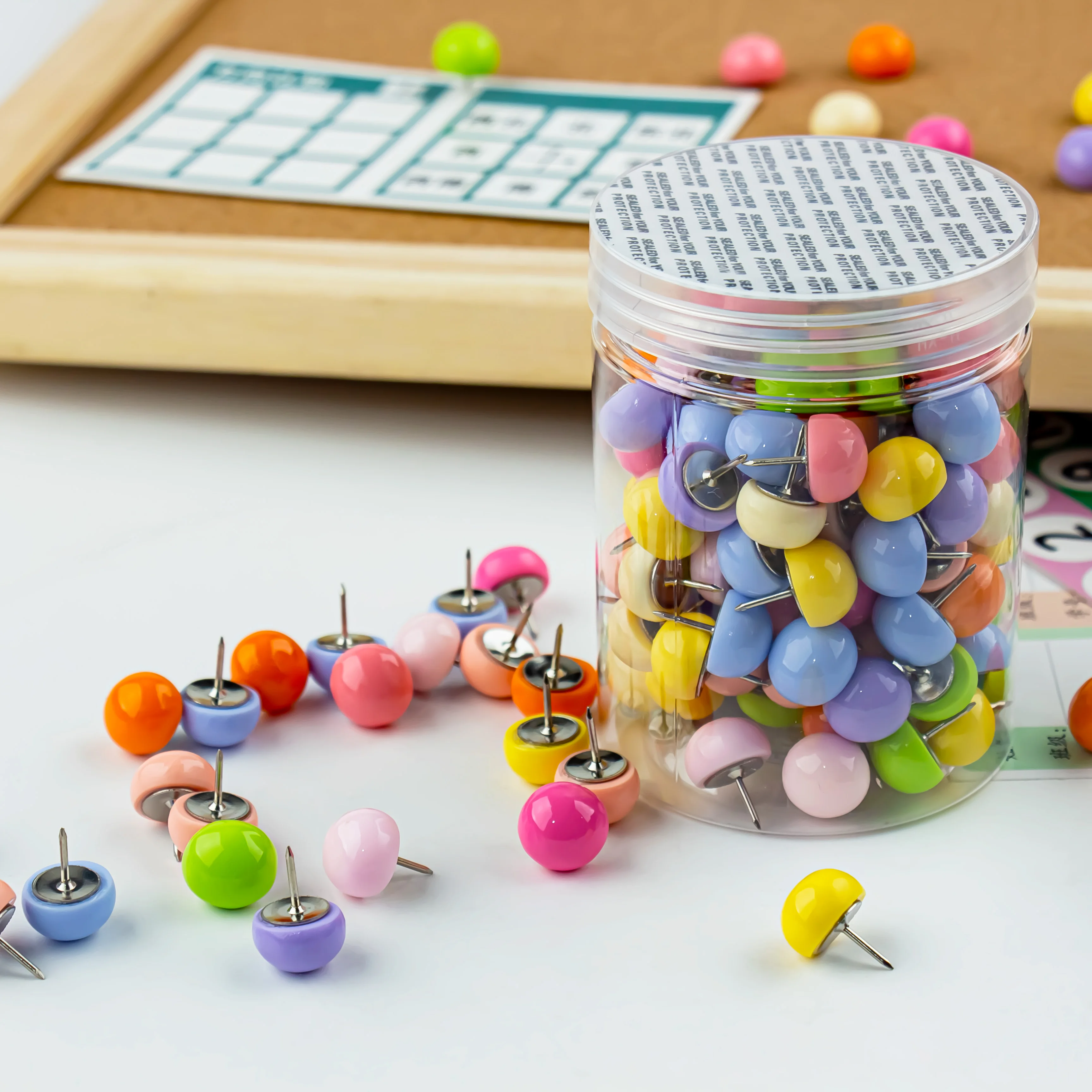 Colorful Round Head Push Pins Mixed Color Thumb Tacks Multisize Drawing Pins for Cork Board Photo Wall Office School DIY Decor