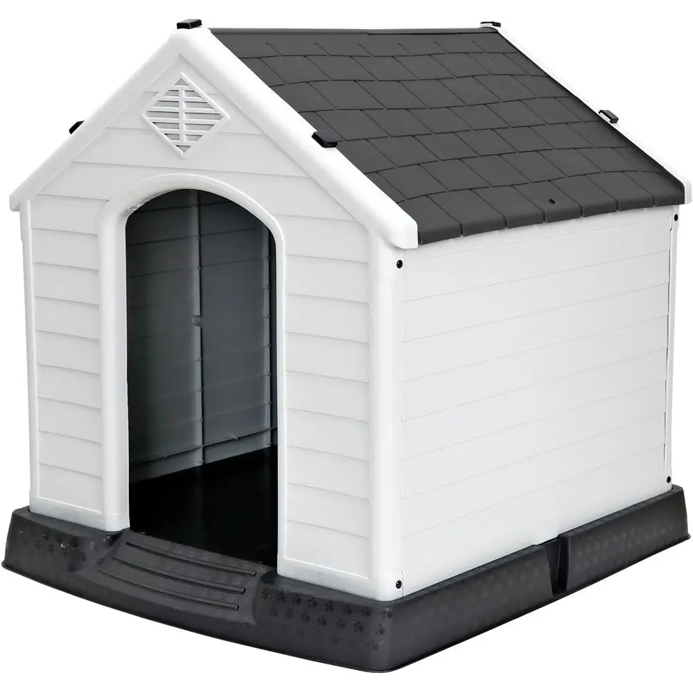 

All-Weather Indoor/Outdoor Dog House with Air Vents, Suitable for Small to Large Dogs, Gray