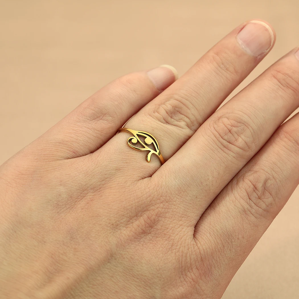 Eye of Horus Ring for Women Vintage Ancient Egyptian Stainless Steel Finger Rings Gold Silver Color Men Fashion Talisman Jewelry