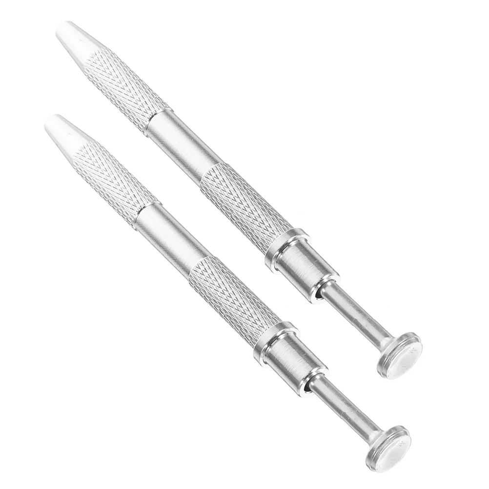 

2 Pcs Chip Puller Bead Grabber Cake Tweezers for Decorating Pickup Silver Screw Gripper Tool