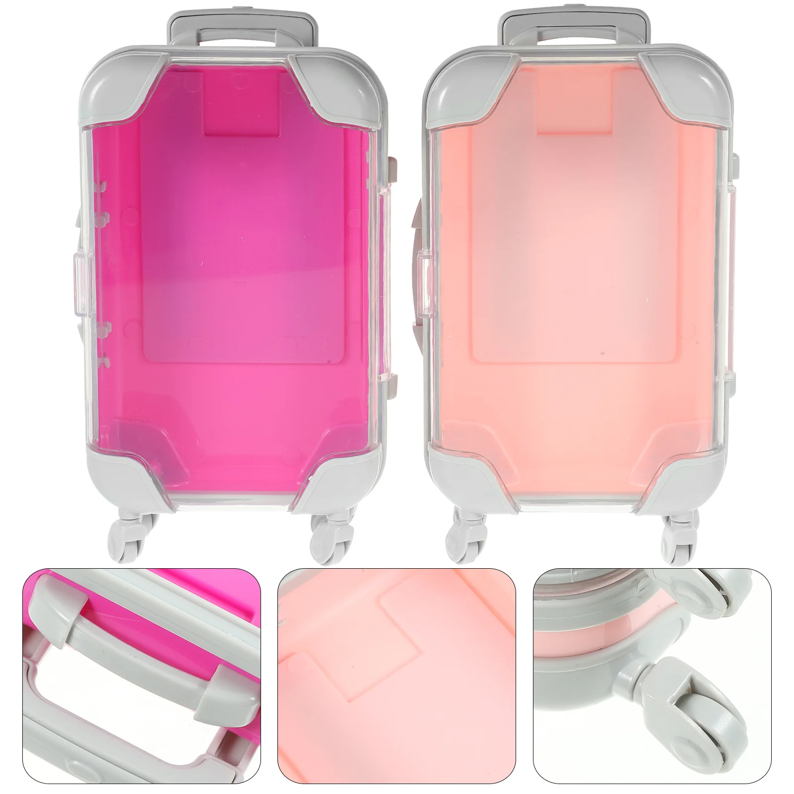 

4 Pcs Light Luxury Sink Eyelash Box Hard Makeup Travel Case Mini Suitcase Bag for Women Pink