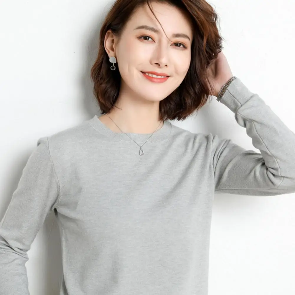 Versatile Women Top Stylish Women's Winter Sweater Collection Solid Color Crew Neck Pullover Tops with Long Sleeves Loose Fit