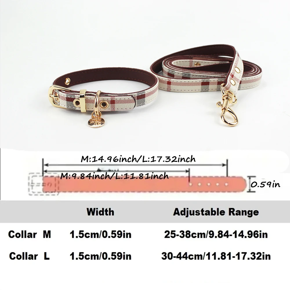 Adjustable Stripe Collar for Dog Pet Collar and Leash Set Fashion Leather Pet Supplies Collars for Medium  Dogs Gift for Puppy