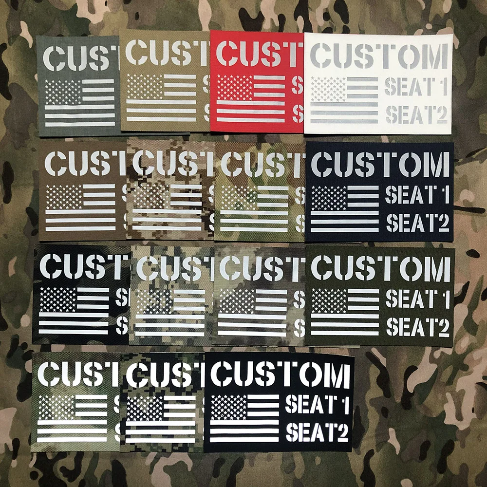 Custom Logo Laser Cut IR IFF Infrared Reflection Back Patch, Name Tapes, GrayLetters, Morale Tactics, Military Airsoft, 15cm