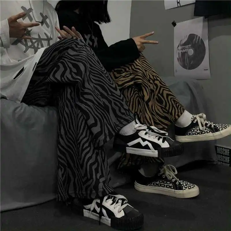 Zebra-Pantalon de survêtement à jambe large surdimensionné pour homme, pantalon baggy droit, streetwear masculin, basket-ball At, Y2K, nouveau, 2023