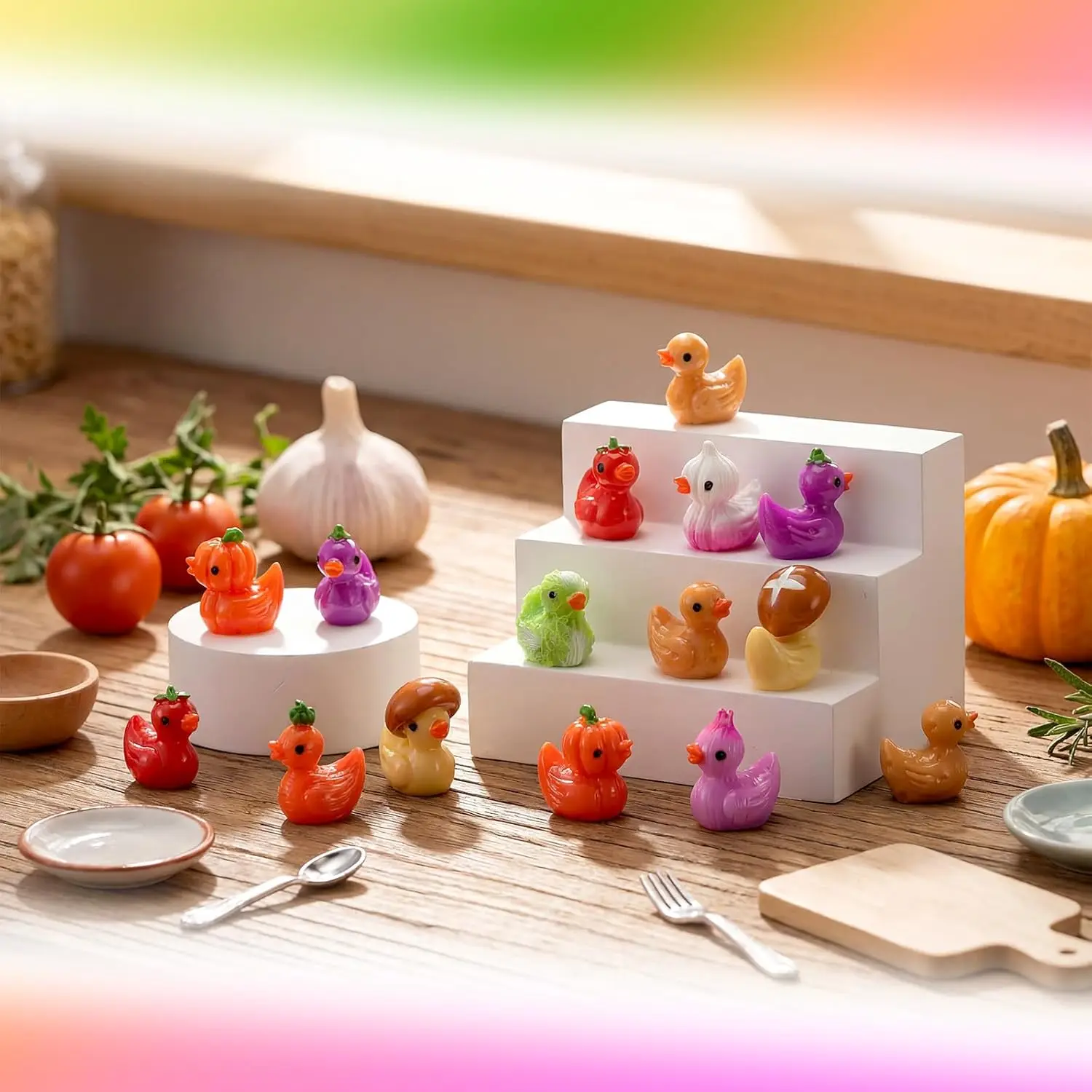 30/50Pc Vegetable Mini Resin Tiny Duck Figurines Bulk Small  Animals Figures Garden Landscape Decor for Home Office Car Decor