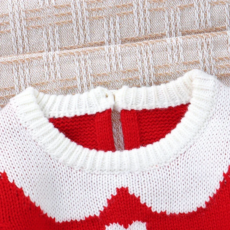 Newborn Baby Bodysuit Knitted Infant Girl Boy Jumpsuit Long Sleeve Fall Winter Christmas Clothes Fashion Santa Claus 0-18M Tops