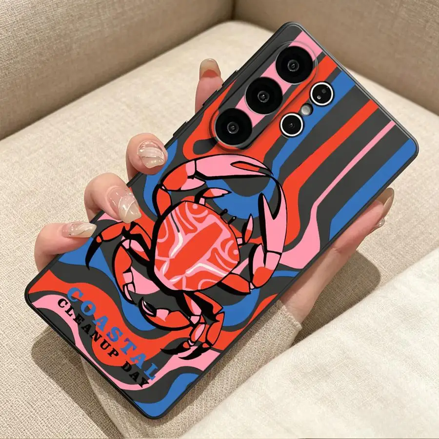Striped Crab Phone Cover Case for Samsung Galaxy S26 Ultra S23 S24 S20 S26+ S10 S9 S24+ S21 FE S25 Plus S25+ Note 20 8 9 10