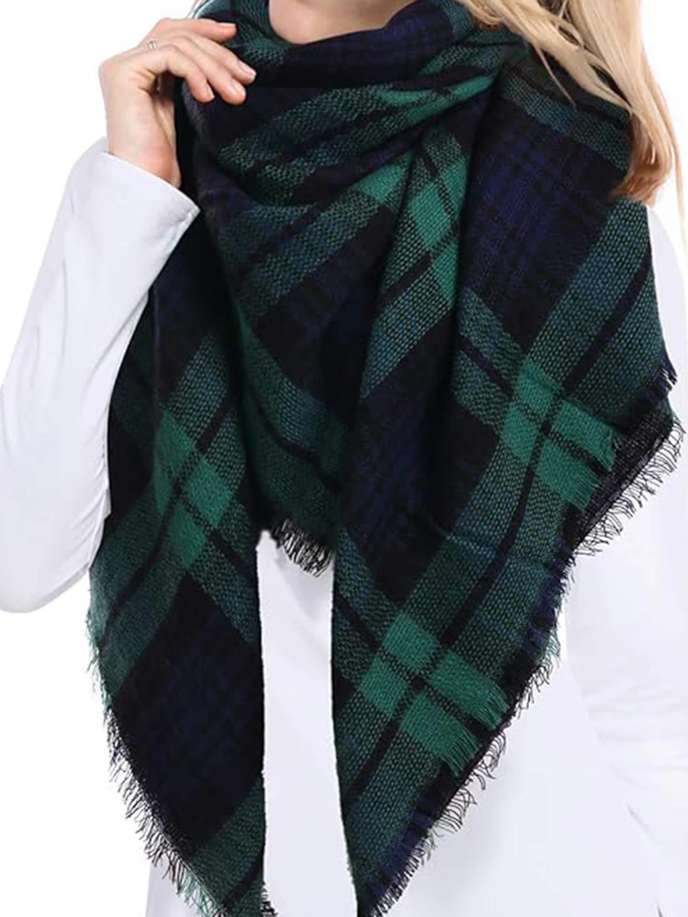 New style imitation cashmere double-sided colorful checkered square scarf, fashionable, warm, soft, bandana thick scarf shawl