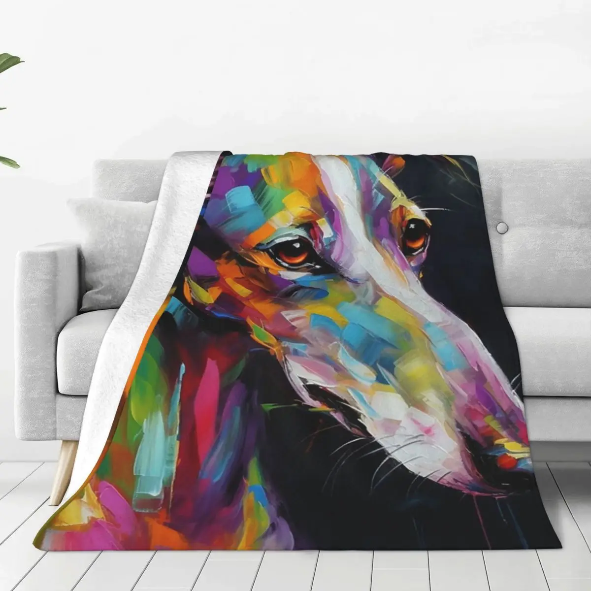 Neon Soul The Gentle Gaze Of A Galgo Blankets Flannel Lightweight Sofa Throw Blankets For Couch Bedding Throws Bedspread Quilt