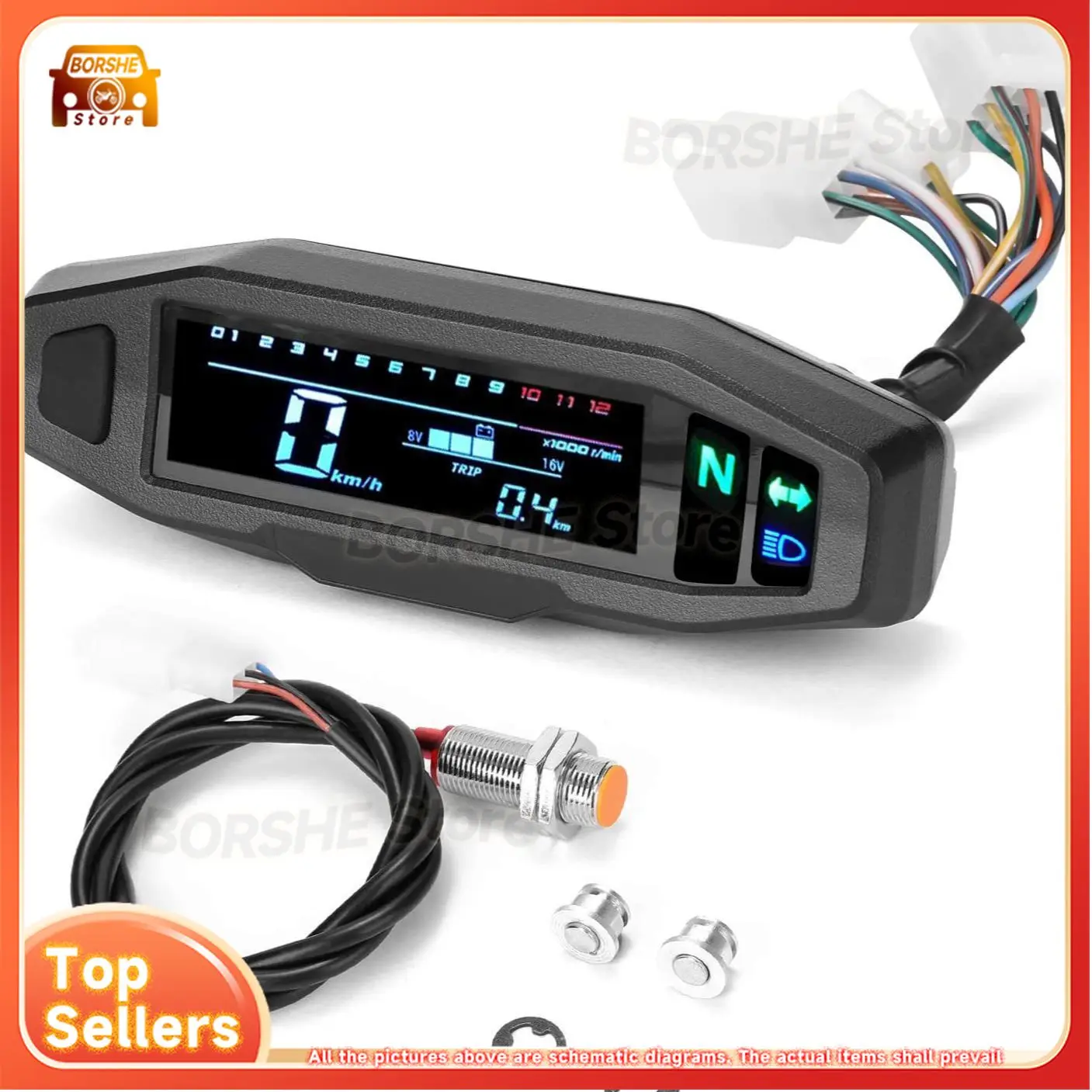 

2026 Suitable for Universal Motorcycle Mini LCD Digital Speedometer Odometer Gauge High Precision Electronic Instrument Cluster