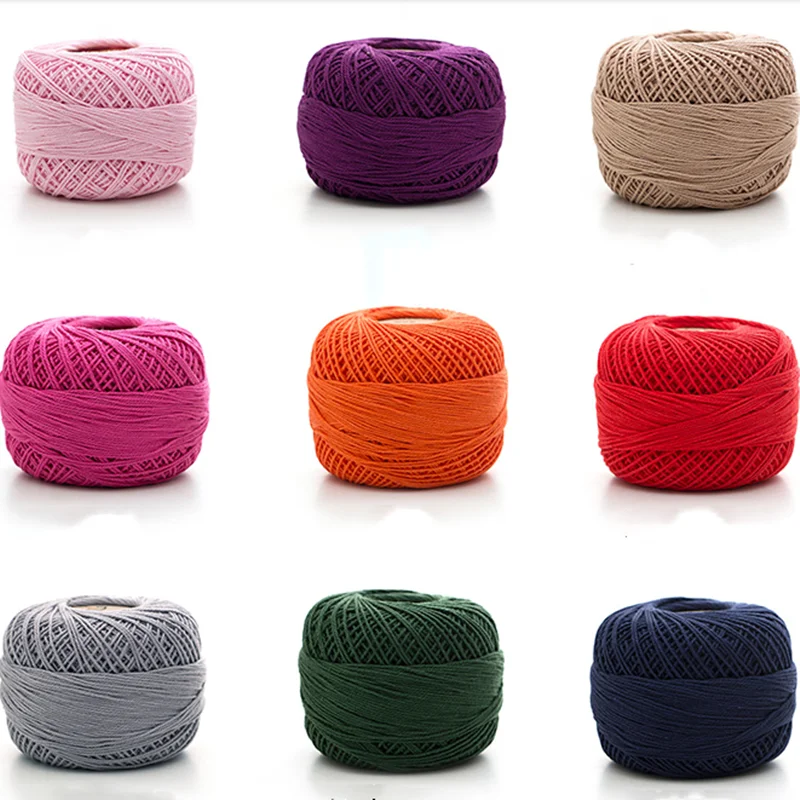 5# Lace Yarn for Hand Knitting Crochet Thin Thread for DIY Pillow Lace Supplies 50 g Soft 3 ply 100% Cotton XA010