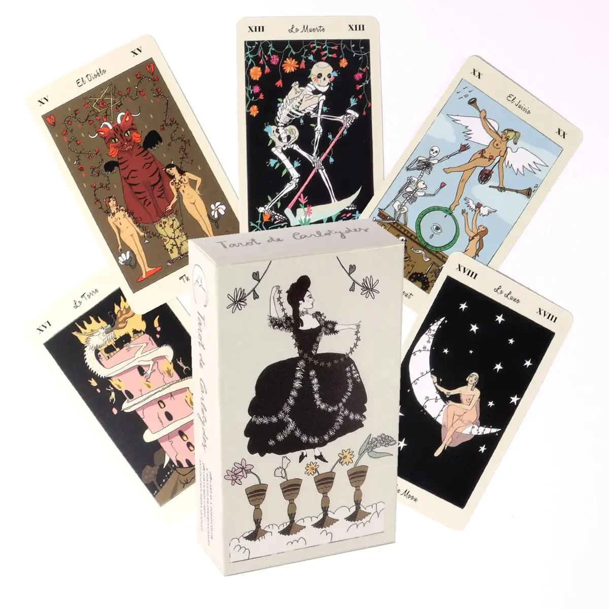 

10.3*6cm Tarot De Carlotydes Cards Poker Size Divination Fortune Telling Tarot Cards Deck 78 Pcs Cards