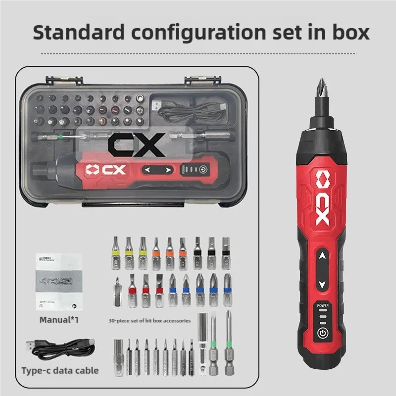 

2025 Red 32pcs in 1 3.6V 2000mAh 5Nm Electric Screwdriver Multifunction Electric Mini Cordless Screwdriver Wireless Rechargeable