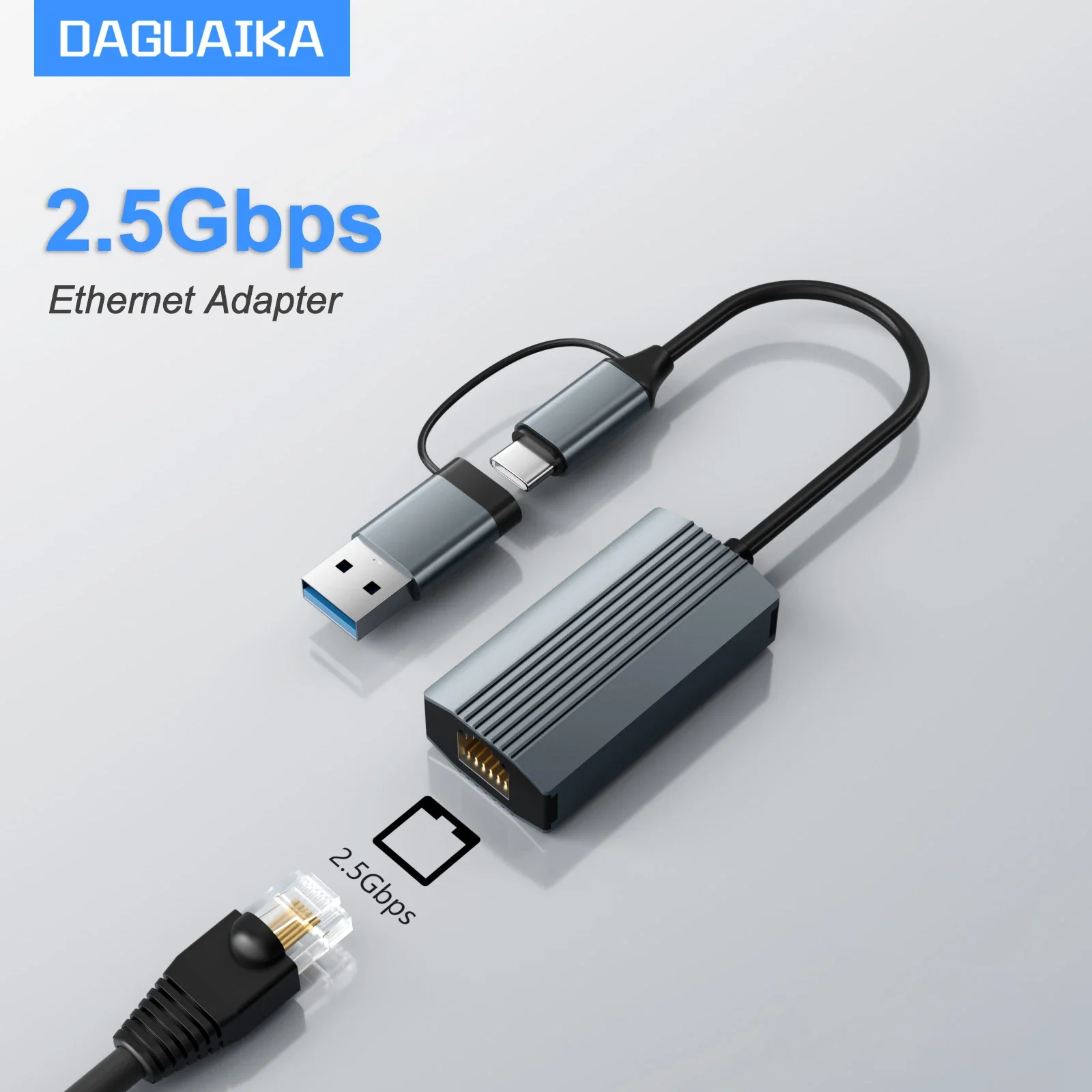 2500Mbps 2.5G Ethernet Adapter 2500Mbps USB 3.0 & Type C to Rj45 Network Card for Laptop PC NAS Server Windows Mac OS Internet - Image 2