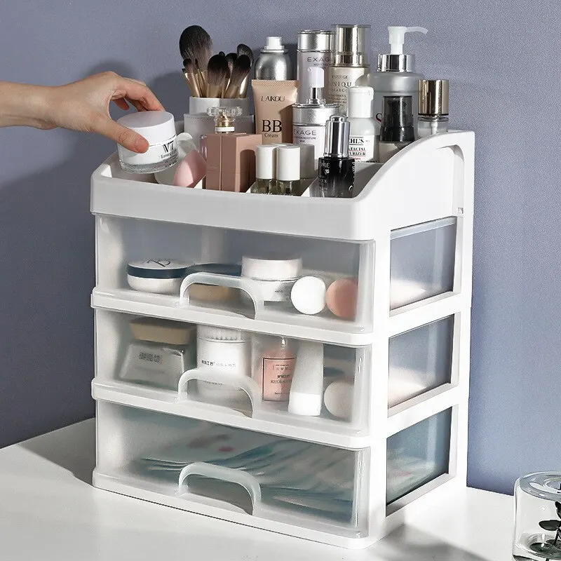 Avec tiroir de rangement de bureau boîte de rangement cosmétique transparent tiroir de style dortoir coiffeuse rack de stockage