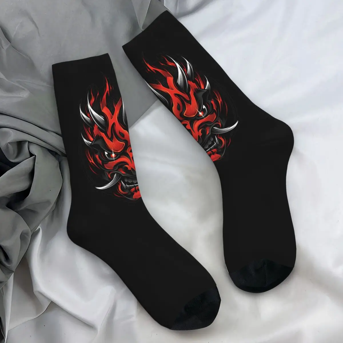 Hannya-Chaussettes anti-transpiration unisexes pour hommes, bas de masque personnalisés, chaussettes d'escalade confortables, ONI, automne