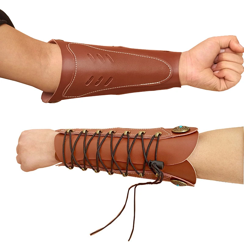 1PC Cowhide Archery Arm Guard Protective Gear Leather Archery Arm Guard Archery Hunting Accessory